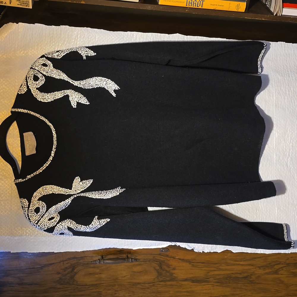 Vintage black sweater with beads and sequins.